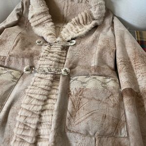 Genuine sheepskin coat w/ snake skin accents